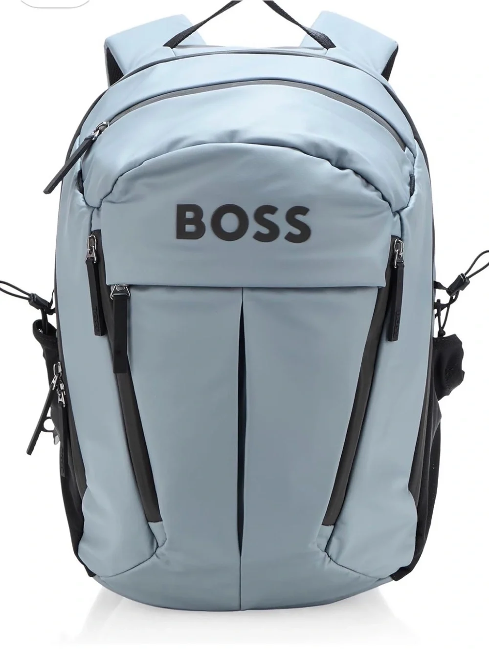 NWT BOSS Hugo Boss Stormy Bold Logo Laptop Backpack Ice Grey Blue